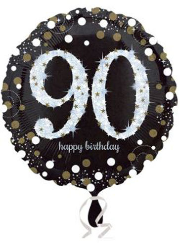 Picture of 90 HAPPY BIRTHDAY BLACK FOIL BALLOON 18IN